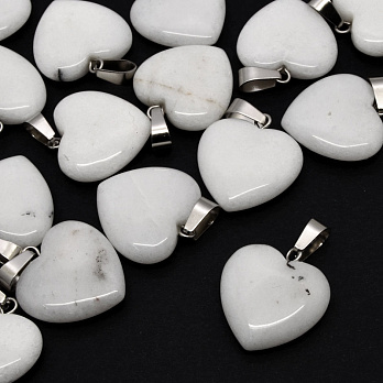 Подвеска Сердце, Натур. камень Нефрит белый, 20х20 мм (POD-054336)