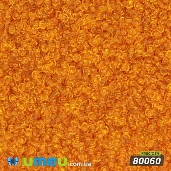 Бісер чеський 13/0, №80060, Жовтий темний, Прозорий (BIS-019779)