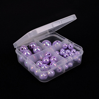 Набір пластикових намистин в органайзері, 8-16 мм, Бузковий (BUS-051098)