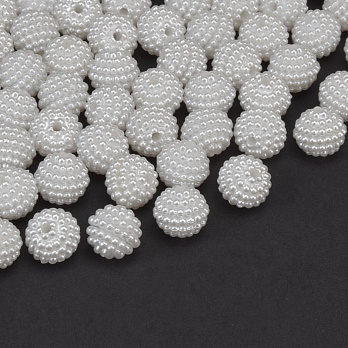 Намистини пластикові Ожина, Круглі Перли, 10 мм, Білі (BUS-059609)