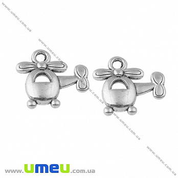 Подвеска метал. Вертолёт (двухстор.), 15х14 мм, Античное серебро (POD-021104)