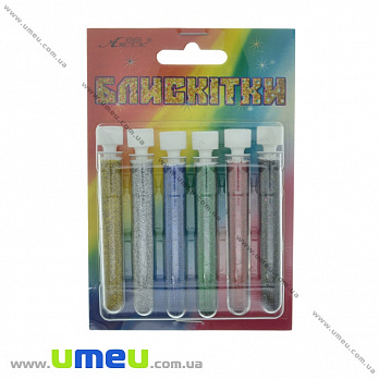 Набор глиттера в колбах, Микс, 6 цветов по 2 г (GLN-034588)