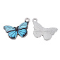Подвеска метал. Бабочка бирюзовая, 20х13,5 мм, Темное серебро (POD-053743)