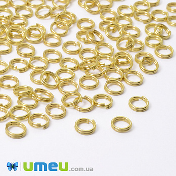 Колечки двойные, Золото, 5 мм, толщина 0,7 мм (PIN-048785)