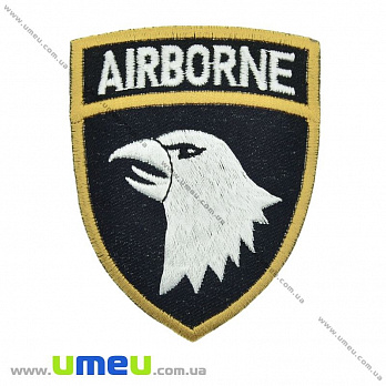 Термоаплікація Шеврон із орлом, 8х6,5 см, Чорно-біла (APL-024654)