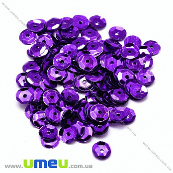 Пайетки Китай круглые граненые, 5 мм, Фиолетовые (PAI-013154)