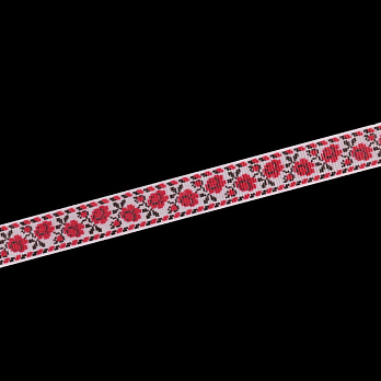 Репсова стрічка з малюнком Троянди, 15 мм, Біла (LEN-054899)