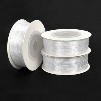 Атласна стрічка двостороння, 3 мм, Біла (LEN-056744)