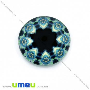 Кабошон стекл. с принтом Узор, 18 мм, Круглый (KAB-013639)