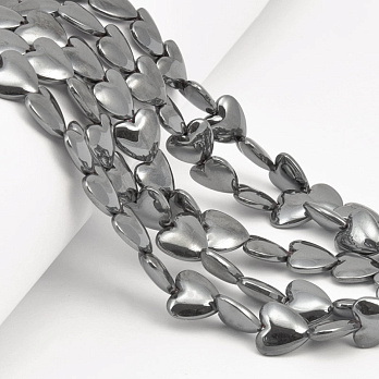 Намистини Гематит, Нат. камінь, Серце, 12х12х4 мм (BUS-057820)