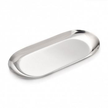 Декоративная тарелка из нерж. ст., 180х85х10 мм, Овальная, Темное серебро (INS-051981)