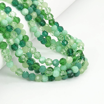 Бусины круглые граненые, 6 мм, Микс зеленый (BUS-057331)