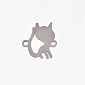 Коннектор из нерж. стали Котик, 15,5х13,5 мм, Темное серебро (STL-061402)