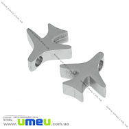 Намистина з нержавіючої сталі Літак, 10х10 мм, Темне срібло (STL-036518)