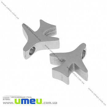 Намистина з нержавіючої сталі Літак, 10х10 мм, Темне срібло (STL-036518)