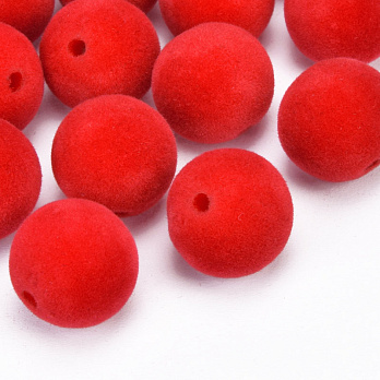 Намистина оксамитова, Кругла, 16 мм, Червона (BUS-060193)