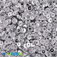 Паєтки Індія круглі грановані, 4 мм, Сріблясті (PAI-051128)