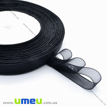 Лента из органзы, 10 мм, Черная (LEN-000383)