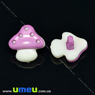 Пуговица пластиковая на ножке Грибочек, 15х15 мм, Сиреневая (PUG-017761)