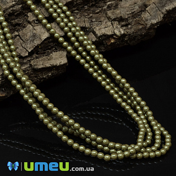 Бусины чешское стекло Preciosa Жемчуг 3 мм Pearlescent Khaki, Оливковые (BUS-042318)