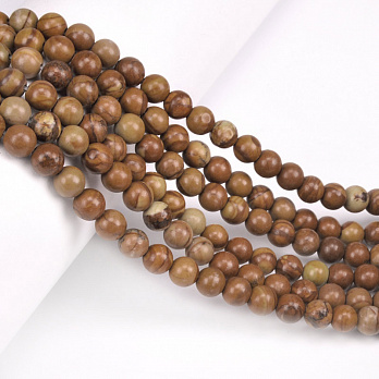 Бусины Яшма кофейная, Натур. камень, 6 мм, Круглые (BUS-051742)