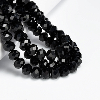 Намистини ронделі, 10х7 мм, Чорні (BUS-057166)