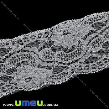 Кружево тонкое Цветы, 85 мм, Белое (LEN-034711)
