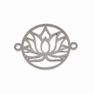 Коннектор из нерж. стали Цветок лотоса, 23х17,5 мм, Темное серебро (STL-061412)