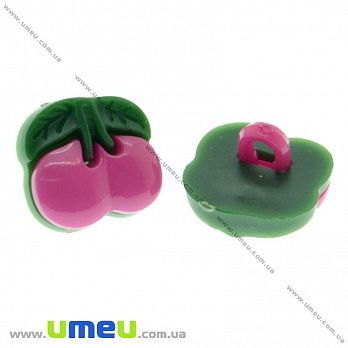 Гудзик пластиковий на ніжці Вишенька, 13х12 мм, Малиновий (PUG-017787)