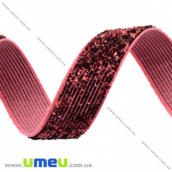 Стрічка оксамитова з люрексом, 10 мм, Бордова (LEN-017371)
