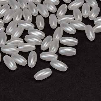 Намистини пластикові Рис Перли, 8х4 мм, Білі (BUS-059864)