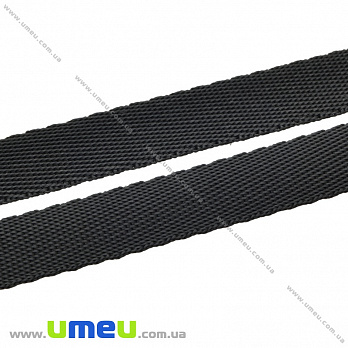 Лента ременная для рюкзаков (стропа), 20 мм, Черная (LEN-034644)