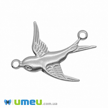 Коннектор из нерж. стали Ласточка, 19х17 мм, Темное серебро (STL-049519)