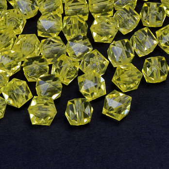 Намистини для сумок ОПТ Акрилові, Куб гранований, 8х7,5 мм, Жовті (BUS-059924)