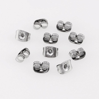Заглушки для пусетів з нерж. сталі, 6х4,5 мм, Темне срібло (STL-055937)