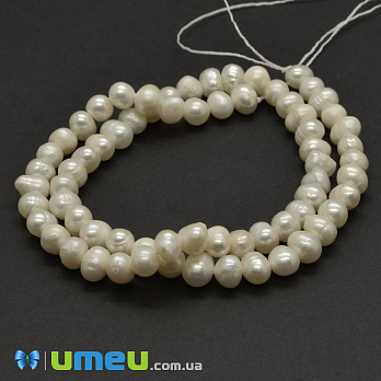Намистина натуральний камінь Перли річкові молочні, 5-7 мм (BUS-039399)