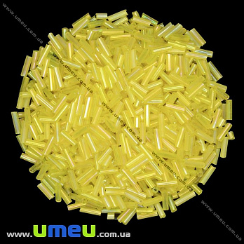 Бисер китайский стеклярус, 6 мм, Желтый АВ прозрачный (BIS-012034)