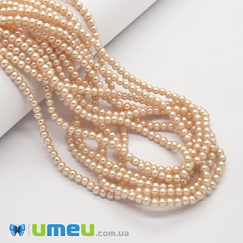 Бусины стеклянные Жемчуг, 4 мм, Персиковые, Круглые (BUS-048806)