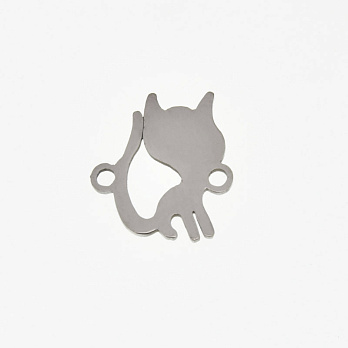Конектор з нерж. сталі Котик, 15,5х13,5 мм, Темне срібло (STL-061402)
