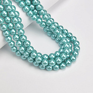 Бусины стеклянные Жемчуг Premium, 8 мм, Бирюзовые, Круглые (BUS-060503)