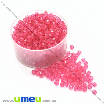 Намистина акрилова Біконус, 4х4 мм, Рожева (BUS-035048)