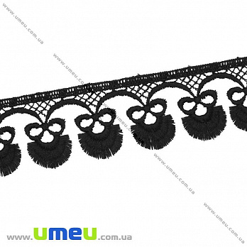 Мереживо плетене, 38 мм, Чорне (LEN-011838)