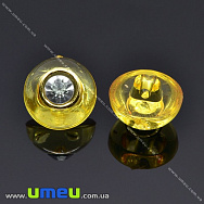 Пуговица пластиковая на ножке Круглая со стразом, 13 мм, Желтая (PUG-012893)