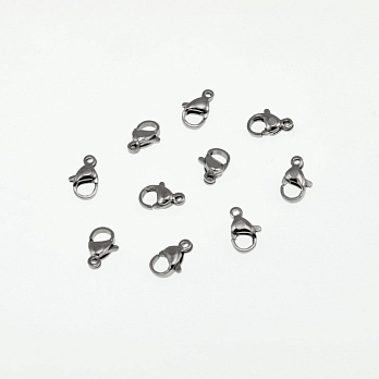 Замки-карабины из нержавеющей стали, 10х6 мм, Темное серебро (STL-056997)