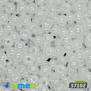 Бісер чеський 6/0, №57102, Білий напівпрозорий, Перламутровий (BIS-024365)