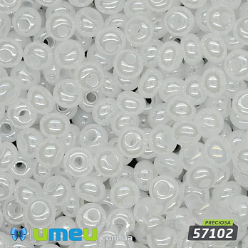 Бісер чеський 6/0, №57102, Білий напівпрозорий, Перламутровий (BIS-024365)