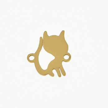 Коннектор из нерж. стали Котик, 15,5х13,5 мм, Золото (STL-061403)