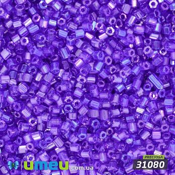 Бісер чеський Рубка 10/0, №31080, Синій прозорий веселковий (BIS-016993)