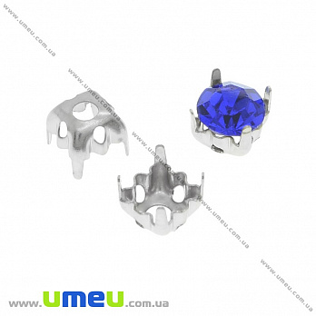 Оправа-цапи під страз, 5х5 мм, Темне срібло (OSN-033783)