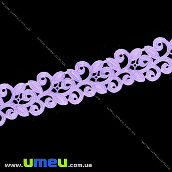 Тесьма тисненая Листики, 20 мм, Сиреневая (LEN-019713)